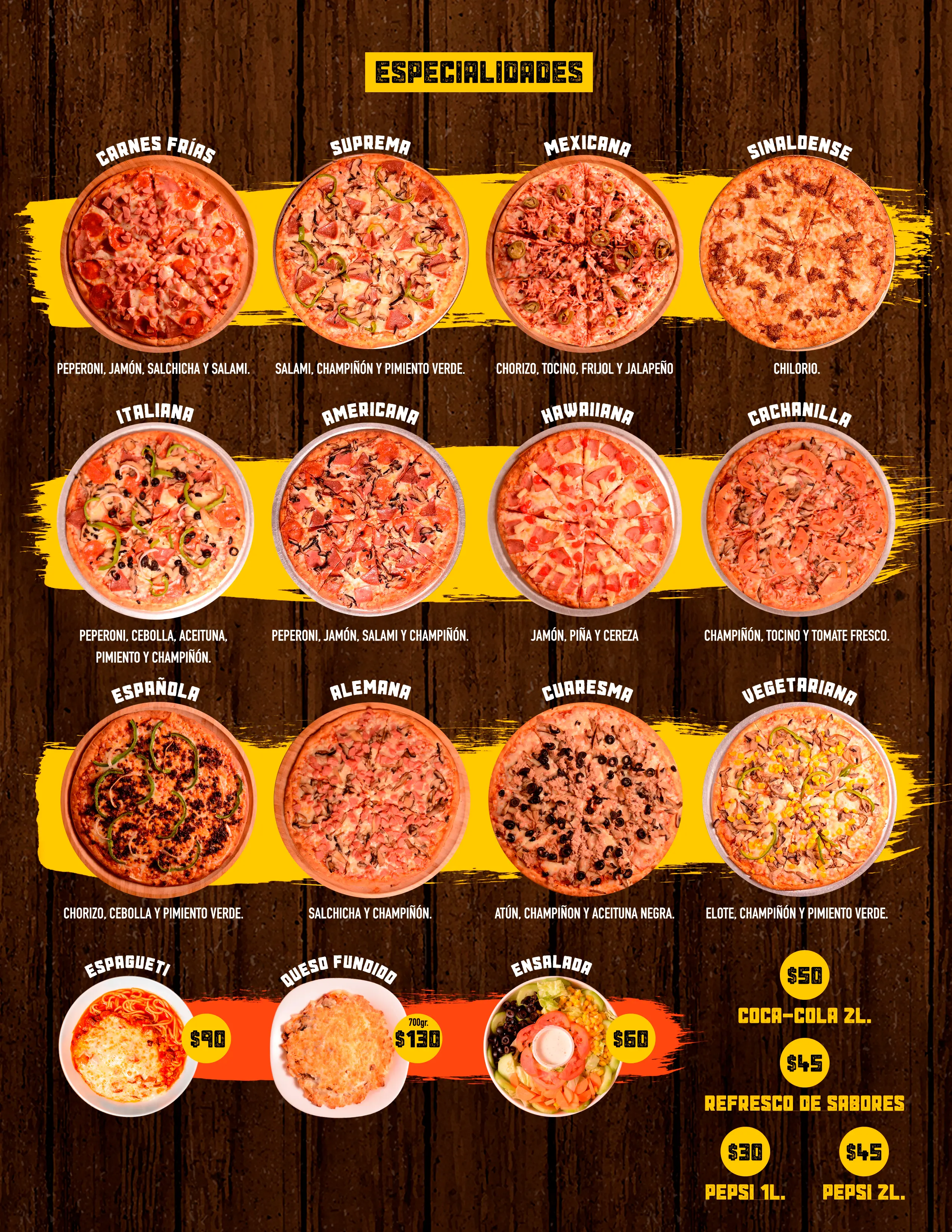 Menú Reyes Pizza Página 2