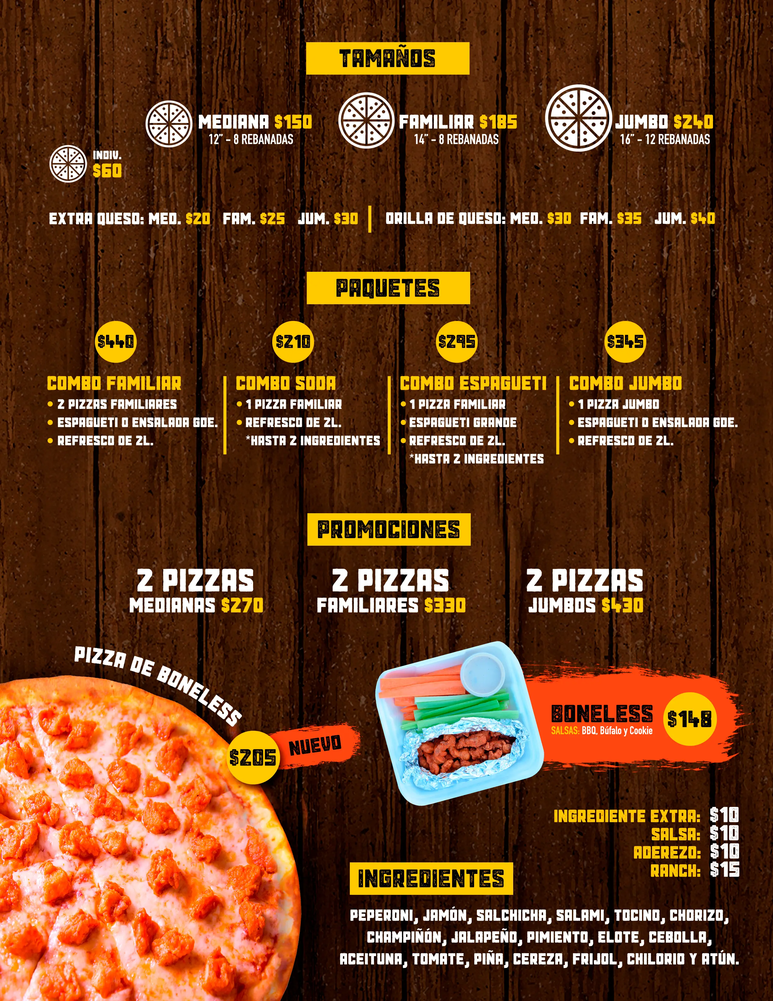 Menú Reyes Pizza Página 1